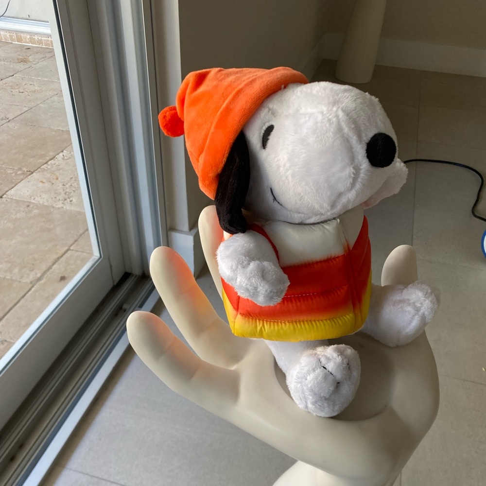 NWT-2024 Snoopy Candy Corn Puffer Coat Halloween Plush Toy